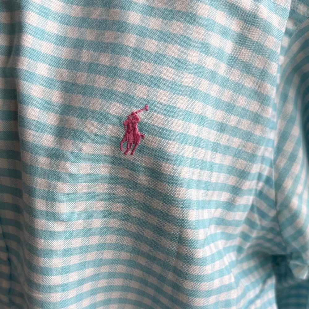 Ralph Lauren custom fit Sky Blue Checkered Men's Shirt - Picture 2 of 5